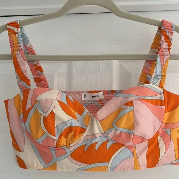 MANGO Matching Set Bralette Crop Top and Button Down Blouse S - Picture 7 of 13